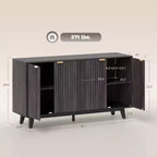 Meuble buffet de rangement Okak au design ondulé cannelé moderne avec 2/4 portes, buffet décoratif pour salle à manger, cuisine