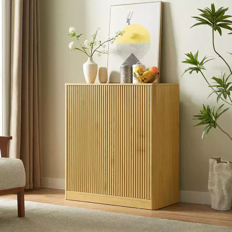 Meuble buffet de rangement Okak au design ondulé cannelé moderne avec 2/4 portes, buffet décoratif pour salle à manger, cuisine