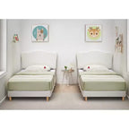 Cadre de lit double pour enfants avec tête de lit mignonne, lit plateforme rembourré en velours pour filles et garçons, pas besoin de sommier tapissier avec lattes en bois