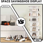 Tour de rangement rotative pour chaussures à 7 niveaux, organisateur de chaussures rotatif à 360° avec rangement pour 28 à 32 paires, carrousel d'affichage de chaussures blanc sur pied