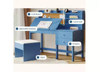 Ensemble bureau et chaise pour enfants, table d'étude en bois avec plateau inclinable réglable, tiroirs et tableau en liège - Ensemble bureau d'apprentissage scolaire pour enfants de 3 à 8 ans