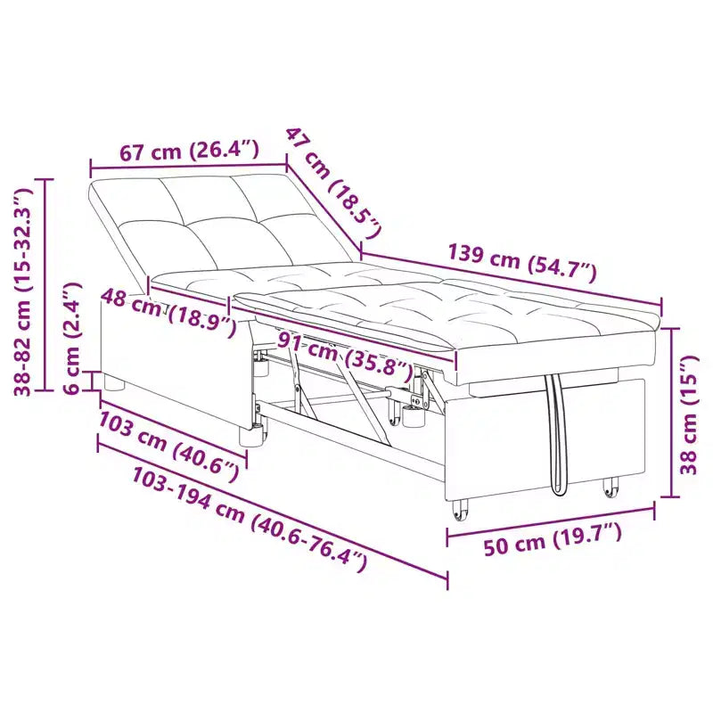 vidaXL Canapé-lit Gris foncé 67 x 194 x 38 cm Velours