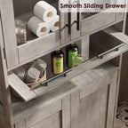 Meuble de salle de bain haut, armoire de rangement de 67 po avec portes vitrées et étagère réglable, armoire autoportante pour petits espaces, buanderie, salon