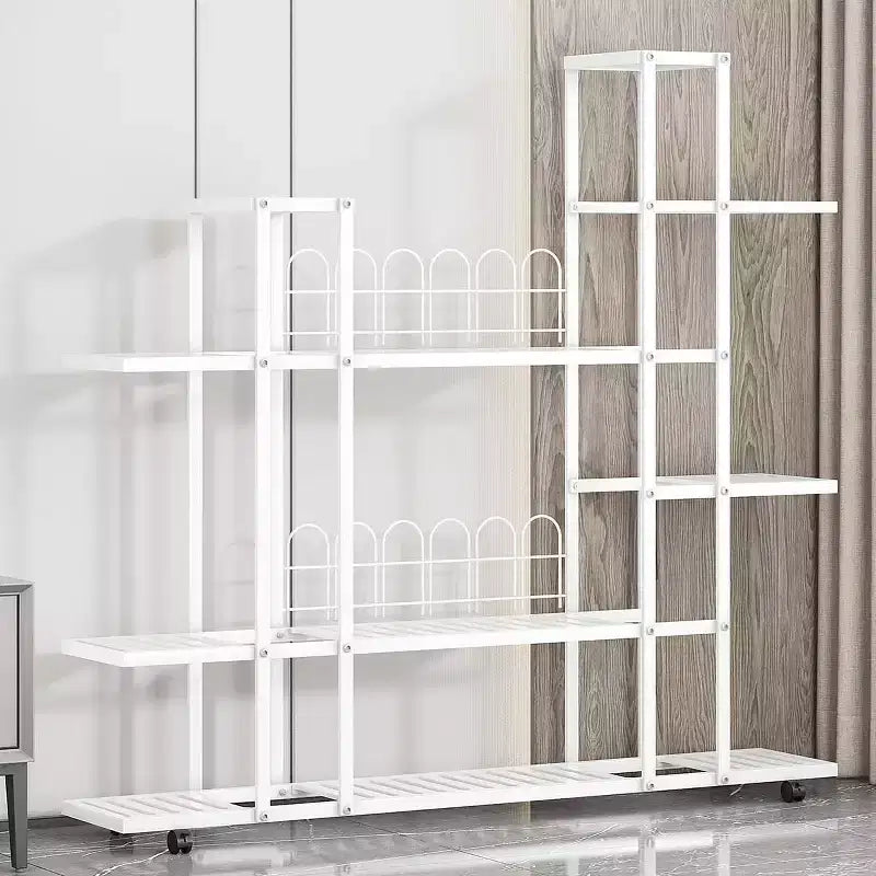 Étagère à plantes à 6 niveaux, support à fleurs d'angle à plusieurs niveaux, support à plantes haut d'intérieur avec roulettes, support de pot de fleurs à plusieurs niveaux
