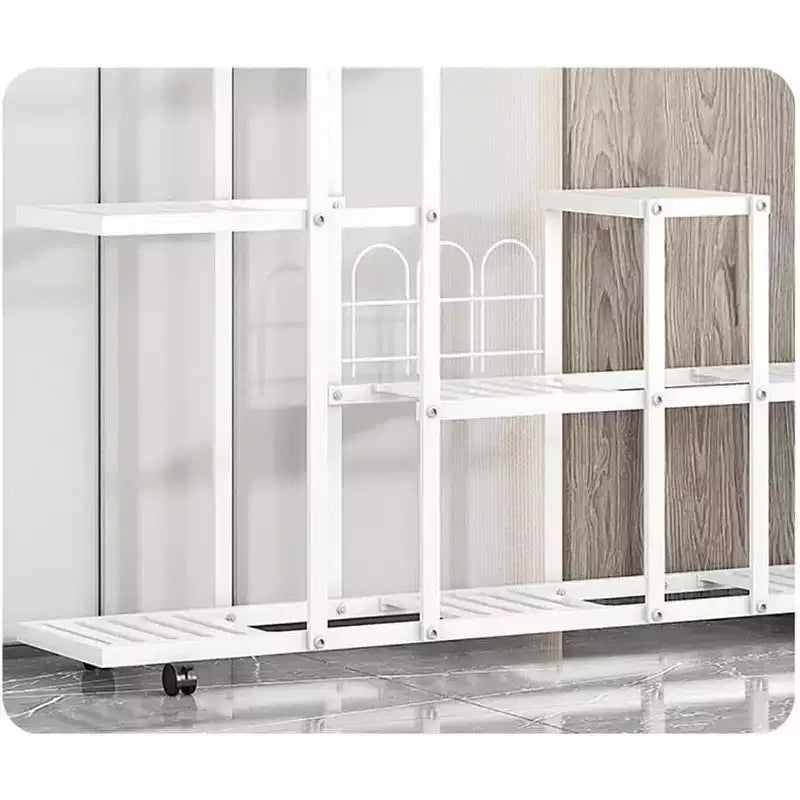 Étagère à plantes à 6 niveaux, support à fleurs d'angle à plusieurs niveaux, support à plantes haut d'intérieur avec roulettes, support de pot de fleurs à plusieurs niveaux