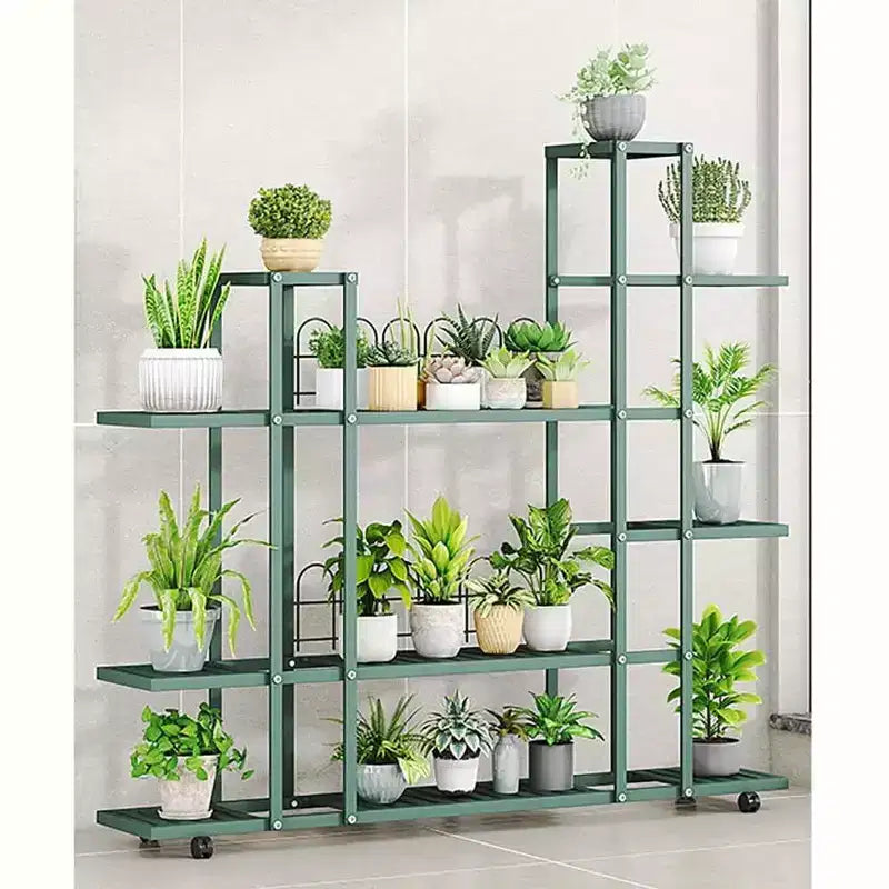 Étagère à plantes à 6 niveaux, support à fleurs d'angle à plusieurs niveaux, support à plantes haut d'intérieur avec roulettes, support de pot de fleurs à plusieurs niveaux