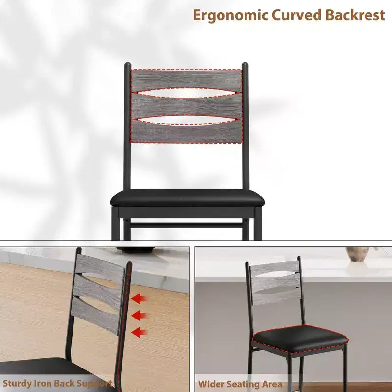 Lot de 4 tabourets de bar en bois, avec dossier, repose-pieds et coussin épais en similicuir, tabourets de bar hauteur comptoir pour cuisine