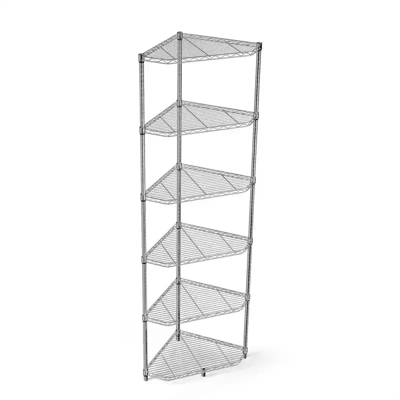 Étagère d'angle en métal noir à 6 niveaux de 72 pouces de hauteur, étagères pentagonales réglables pour salle de bain, salon, cuisine