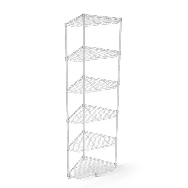 Étagère d'angle en métal noir à 6 niveaux de 72 pouces de hauteur, étagères pentagonales réglables pour salle de bain, salon, cuisine