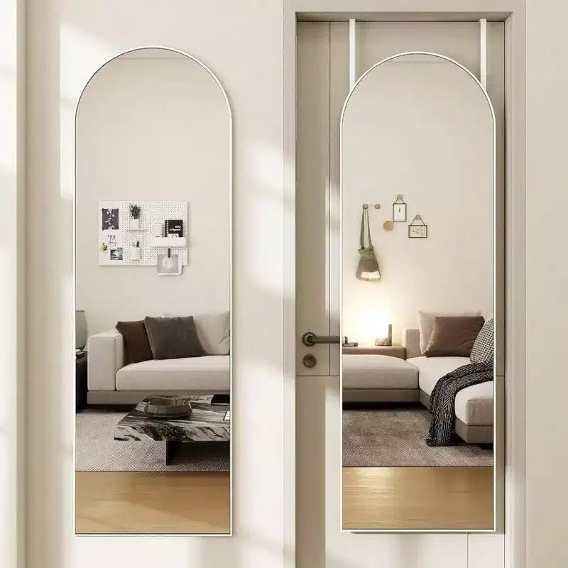 Miroir de porte doré 14x48 à suspendre ou mural, arqué sur toute la longueur, installation facile