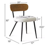 Chaises de salle à manger capitonnées modernes du milieu du siècle, ensemble de 4, chaises d'appoint sans accoudoirs avec pieds en métal noir, sièges en bouclette et dossier incurvé - Panipeachy