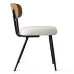 Chaises de salle à manger capitonnées modernes du milieu du siècle, ensemble de 4, chaises d'appoint sans accoudoirs avec pieds en métal noir, sièges en bouclette et dossier incurvé - Panipeachy