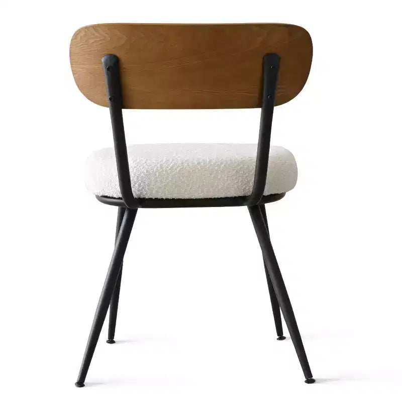 Chaises de salle à manger capitonnées modernes du milieu du siècle, ensemble de 4, chaises d'appoint sans accoudoirs avec pieds en métal noir, sièges en bouclette et dossier incurvé - Panipeachy