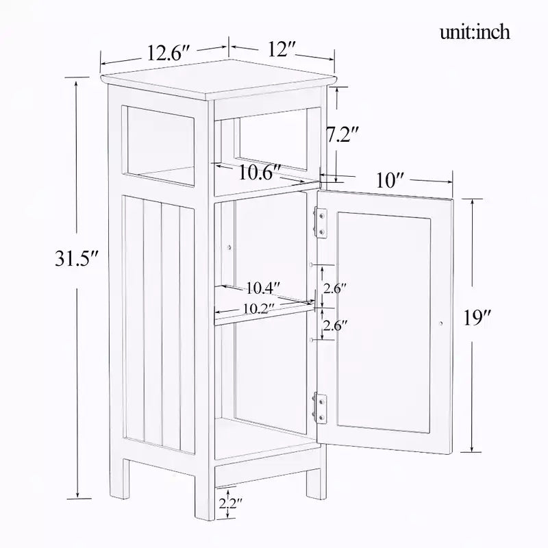Meuble de rangement multifonctionnel en bois à porte simple pour salle de bain avec étagère réglable et étagère ouverte pour salle de bain, cuisine, salon, blanc