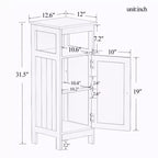 Meuble de rangement multifonctionnel en bois à porte simple pour salle de bain avec étagère réglable et étagère ouverte pour salle de bain, cuisine, salon, blanc