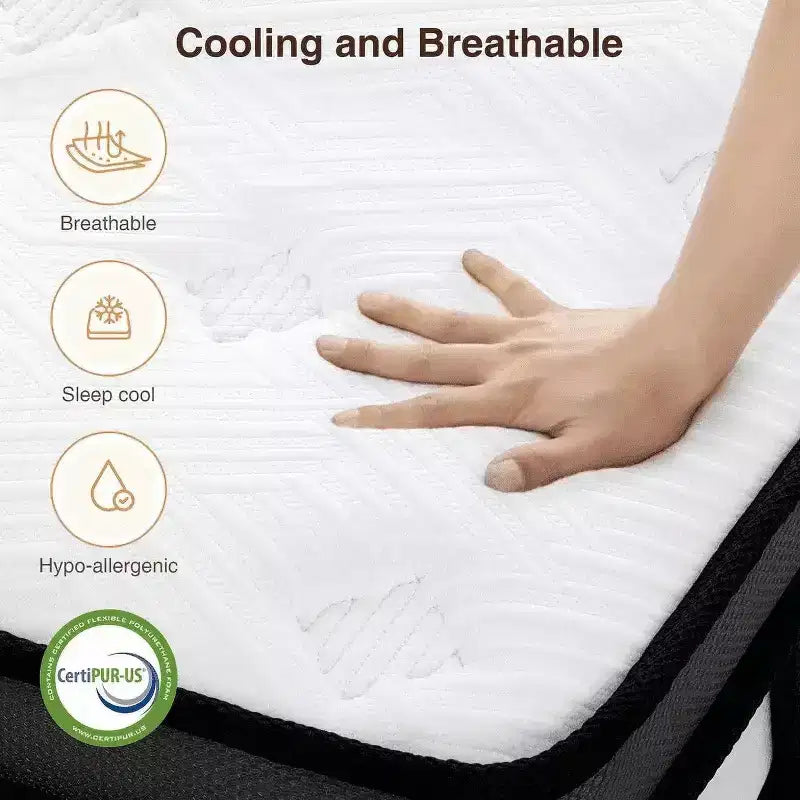 Matelas Queen 14 pouces en boîte, mousse à mémoire de forme gel rafraîchissante avec ressorts ensachés, fermeté moyenne, soulagement de la pression, isolation des mouvements, certifié CertiPUR-US