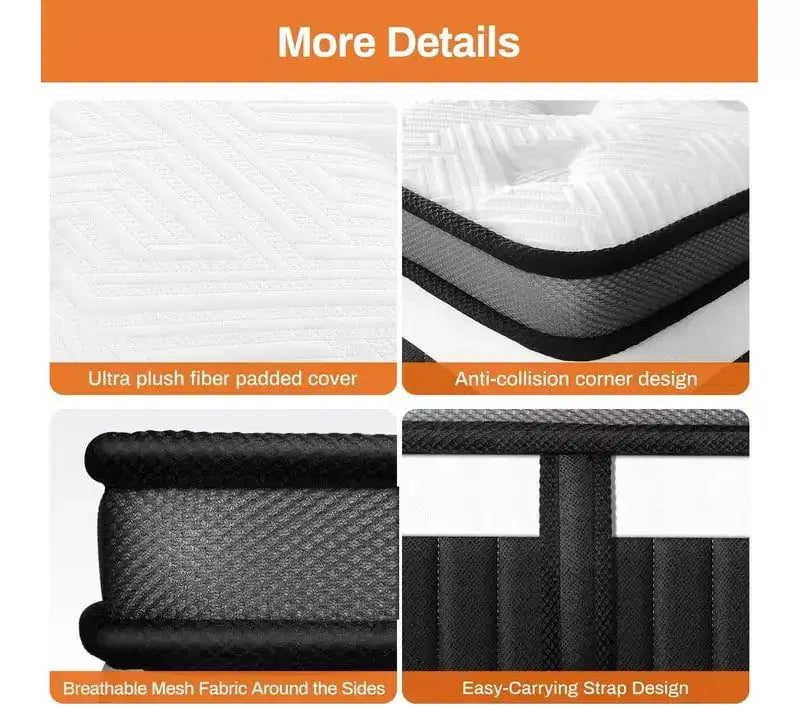 Matelas Queen 14 pouces en boîte, mousse à mémoire de forme gel rafraîchissante avec ressorts ensachés, fermeté moyenne, soulagement de la pression, isolation des mouvements, certifié CertiPUR-US