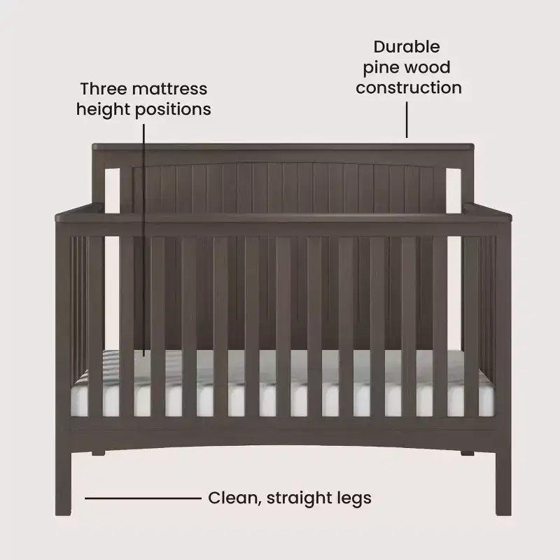 Lit de bébé convertible 4-en-1 Child Craft Scout, se transforme en lit de repos, en lit pour tout-petit et en lit pleine grandeur, 3 positions de matelas, finition sécuritaire pour bébé