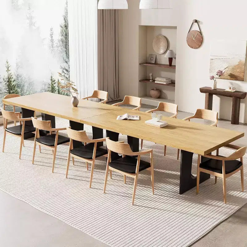 Table de salle à manger pour 6-8 personnes, 180 cm, table de cuisine longue et moderne avec grand plateau et pieds colonnes robustes, table à dîner pour la maison et la salle de conférence