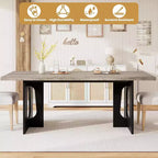 Table de salle à manger pour 6-8 personnes, 180 cm, table de cuisine longue et moderne avec grand plateau et pieds colonnes robustes, table à dîner pour la maison et la salle de conférence