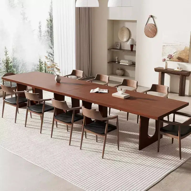Table de salle à manger pour 6-8 personnes, 180 cm, table de cuisine longue et moderne avec grand plateau et pieds colonnes robustes, table à dîner pour la maison et la salle de conférence