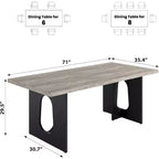 Table de salle à manger pour 6-8 personnes, 180 cm, table de cuisine longue et moderne avec grand plateau et pieds colonnes robustes, table à dîner pour la maison et la salle de conférence