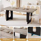 Table de salle à manger pour 6-8 personnes, 180 cm, table de cuisine longue et moderne avec grand plateau et pieds colonnes robustes, table à dîner pour la maison et la salle de conférence