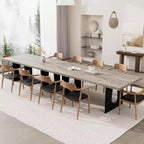 Table de salle à manger pour 6-8 personnes, 180 cm, table de cuisine longue et moderne avec grand plateau et pieds colonnes robustes, table à dîner pour la maison et la salle de conférence