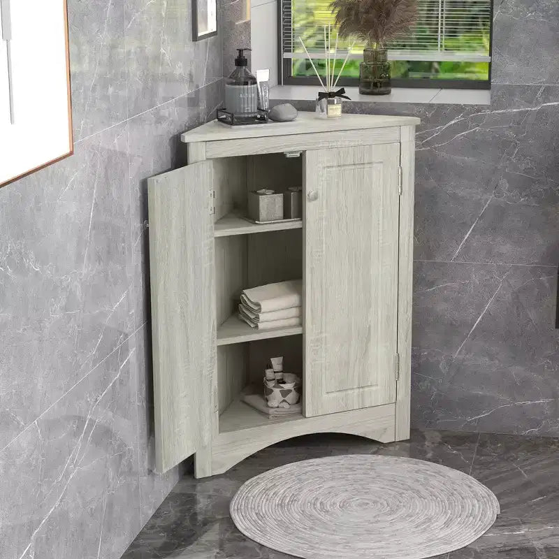 Meuble de rangement d'angle de salle de bain de 31,5 pouces avec étagères réglables, Armoire de sol autoportante pour cuisine et salon