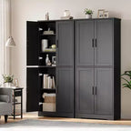 Meuble de rangement haut de cuisine de 70 po - Rangement autonome à 4 portes avec étagères réglables, grande armoire utilitaire pour salle à manger, salle de bain et salon