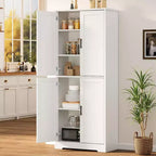Meuble de rangement haut de cuisine de 70 po - Rangement autonome à 4 portes avec étagères réglables, grande armoire utilitaire pour salle à manger, salle de bain et salon