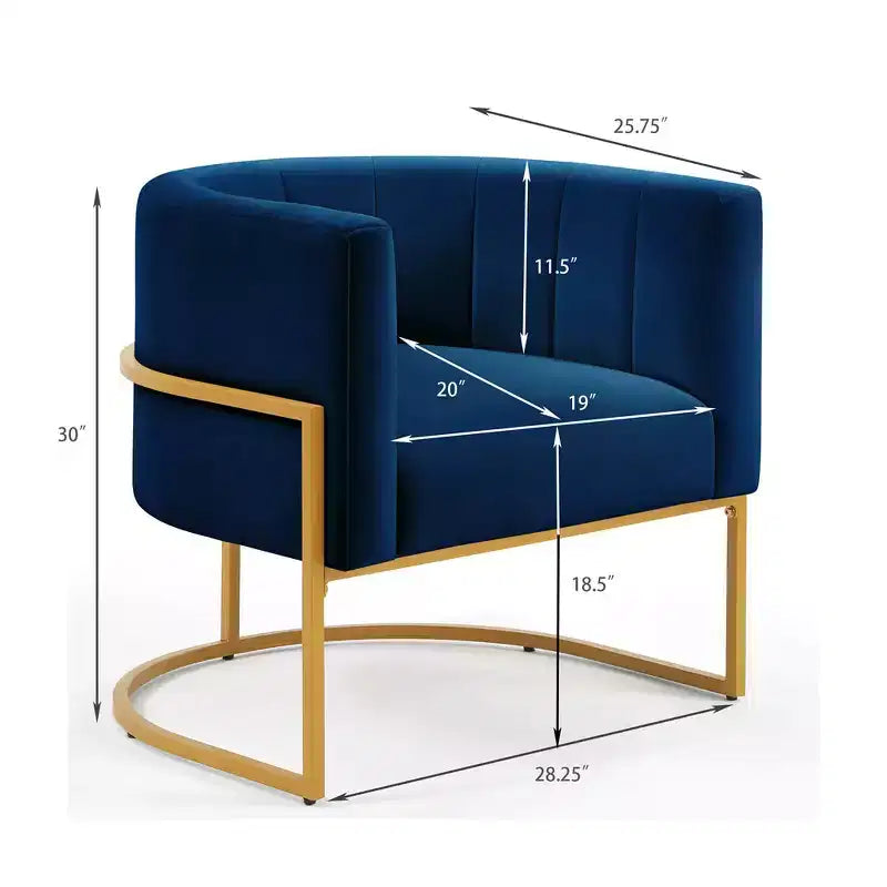 Fauteuil d'appoint en velours avec coussin, pieds en métal doré, dossier incurvé, chaise de coiffeuse tapissée, chaise de loisirs pour la maison