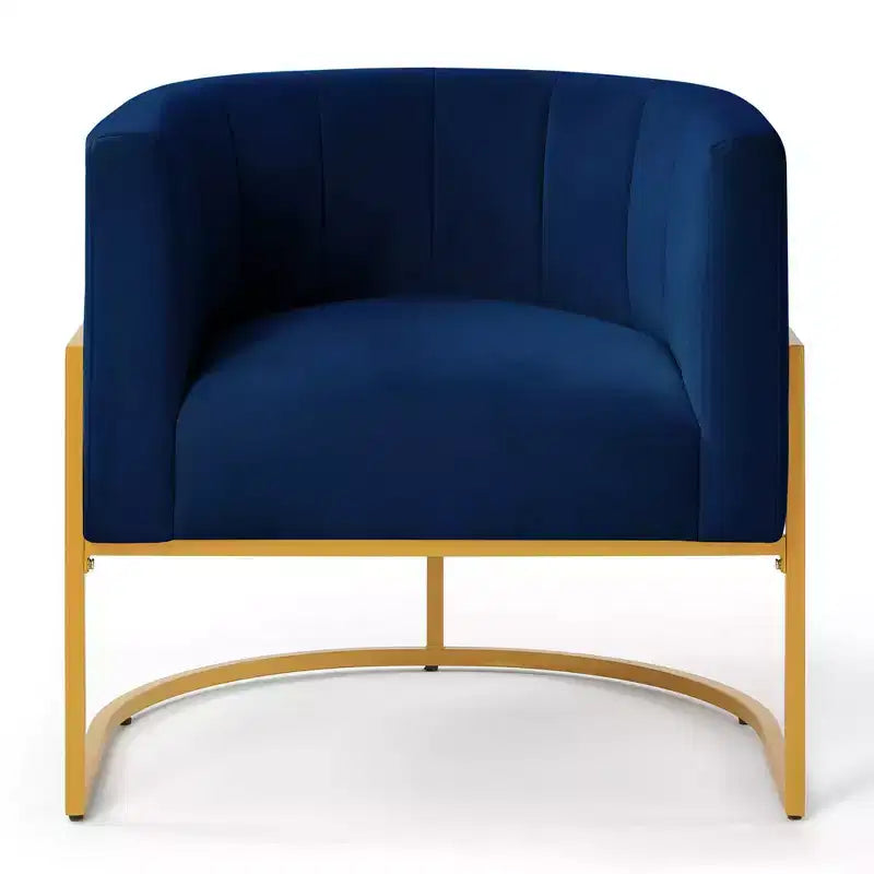 Fauteuil d'appoint en velours avec coussin, pieds en métal doré, dossier incurvé, chaise de coiffeuse tapissée, chaise de loisirs pour la maison