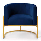 Fauteuil d'appoint en velours avec coussin, pieds en métal doré, dossier incurvé, chaise de coiffeuse tapissée, chaise de loisirs pour la maison