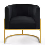 Fauteuil d'appoint en velours avec coussin, pieds en métal doré, dossier incurvé, chaise de coiffeuse tapissée, chaise de loisirs pour la maison
