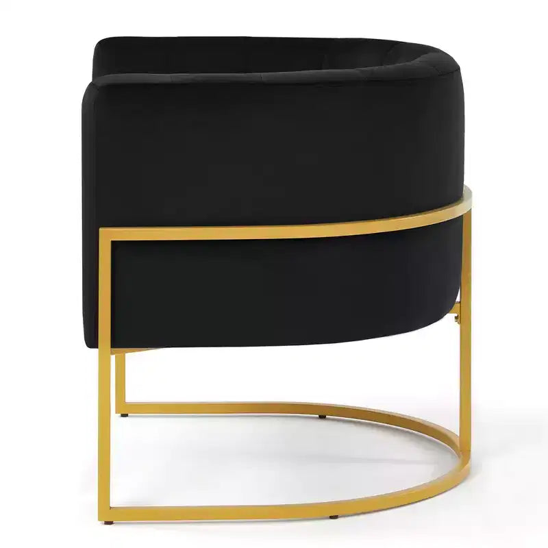 Fauteuil d'appoint en velours avec coussin, pieds en métal doré, dossier incurvé, chaise de coiffeuse tapissée, chaise de loisirs pour la maison