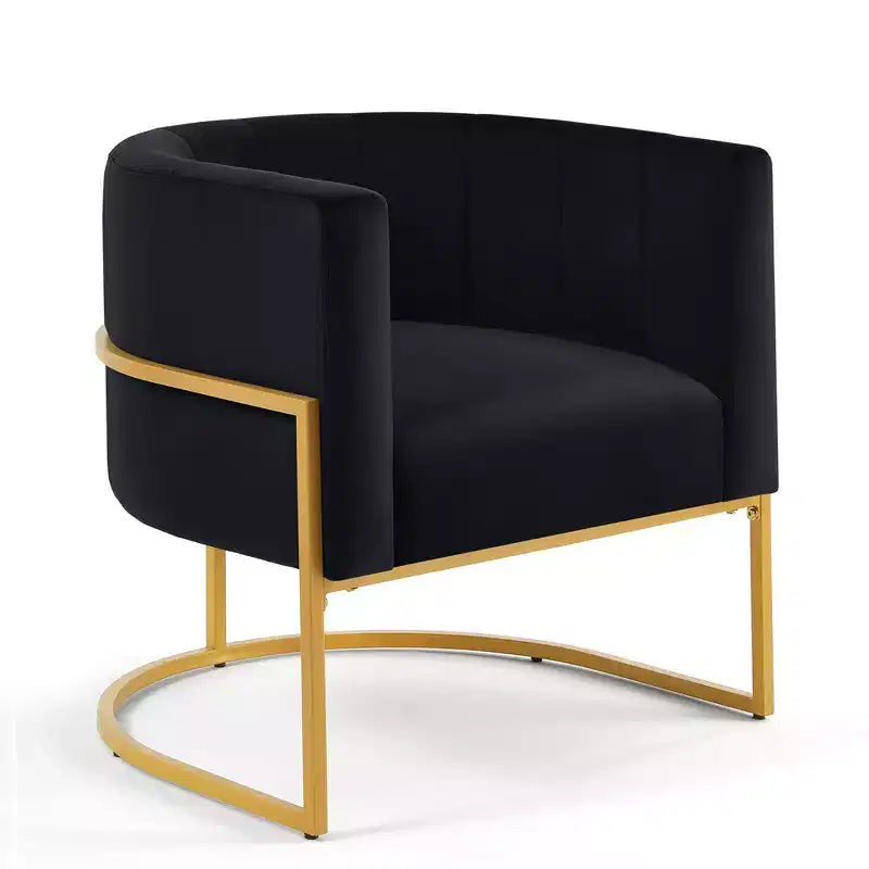 Fauteuil d'appoint en velours avec coussin, pieds en métal doré, dossier incurvé, chaise de coiffeuse tapissée, chaise de loisirs pour la maison