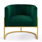 Fauteuil d'appoint en velours avec coussin, pieds en métal doré, dossier incurvé, chaise de coiffeuse tapissée, chaise de loisirs pour la maison