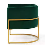 Fauteuil d'appoint en velours avec coussin, pieds en métal doré, dossier incurvé, chaise de coiffeuse tapissée, chaise de loisirs pour la maison