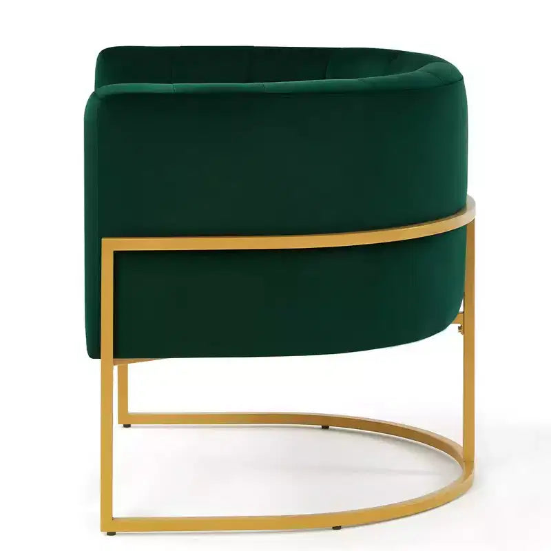 Fauteuil d'appoint en velours avec coussin, pieds en métal doré, dossier incurvé, chaise de coiffeuse tapissée, chaise de loisirs pour la maison
