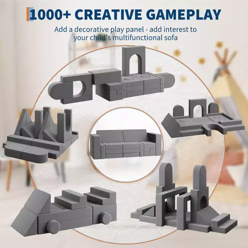 Canapé de jeu modulaire 22 pièces pour enfants, ensemble de jeu en mousse à escalader et à ramper, canapé d'escalade convertible lavable en mousse pour salle de jeux, salon