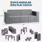 Canapé de jeu modulaire 22 pièces pour enfants, ensemble de jeu en mousse à escalader et à ramper, canapé d'escalade convertible lavable en mousse pour salle de jeux, salon
