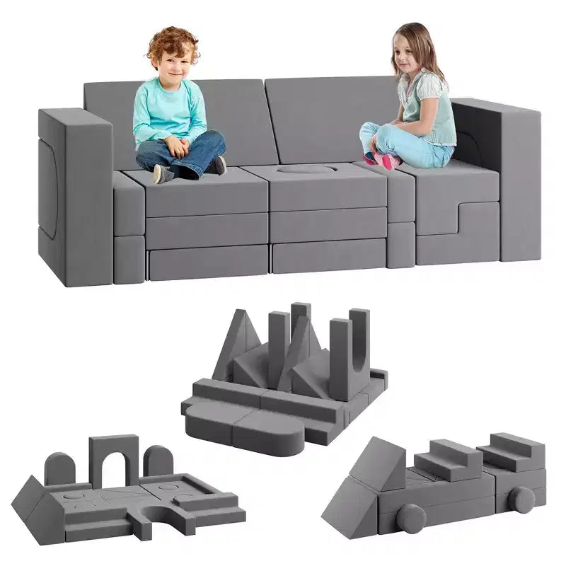 Canapé de jeu modulaire 22 pièces pour enfants, ensemble de jeu en mousse à escalader et à ramper, canapé d'escalade convertible lavable en mousse pour salle de jeux, salon