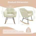 Fauteuil à bascule rembourré Acekool avec dossier haut, siège moelleux, pour salon ou chambre de bébé