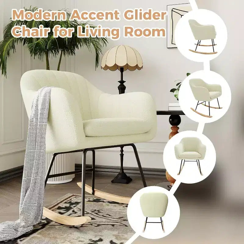 Fauteuil à bascule rembourré Acekool avec dossier haut, siège moelleux, pour salon ou chambre de bébé