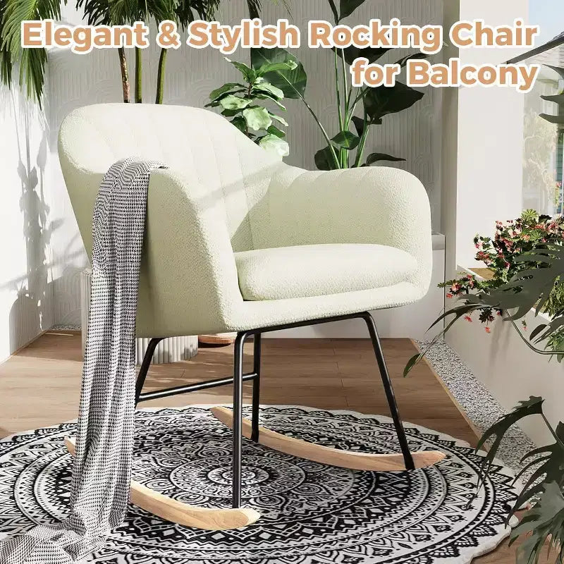 Fauteuil à bascule rembourré Acekool avec dossier haut, siège moelleux, pour salon ou chambre de bébé
