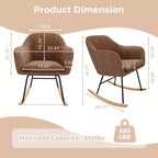 Fauteuil à bascule rembourré Acekool avec dossier haut, siège moelleux, pour salon ou chambre de bébé