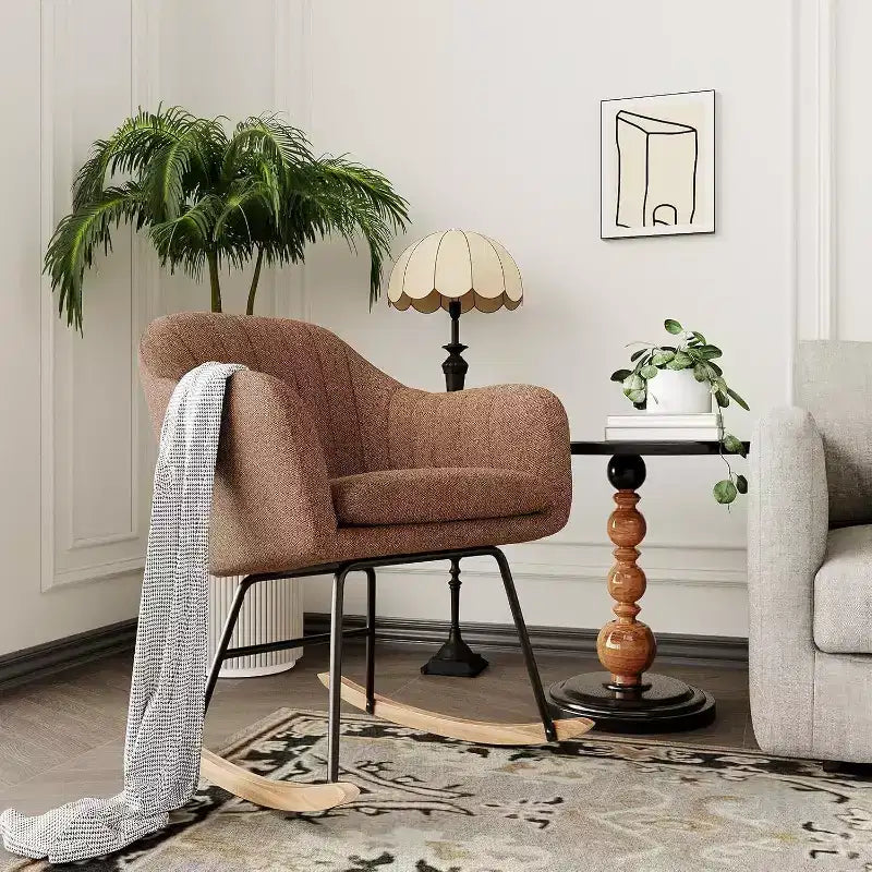 Fauteuil à bascule rembourré Acekool avec dossier haut, siège moelleux, pour salon ou chambre de bébé