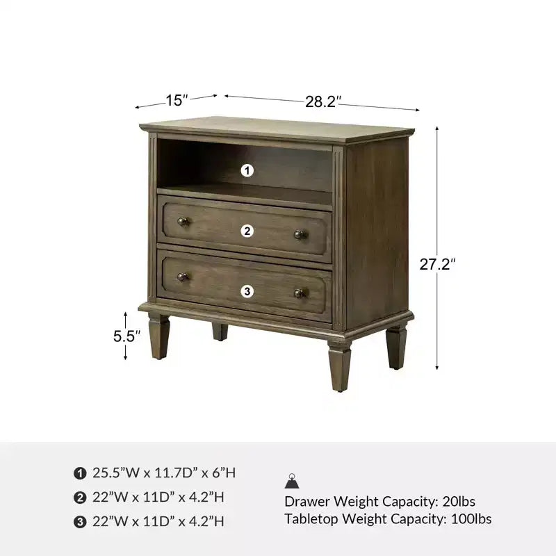 Davide 2 - Table de chevet en bois massif avec tiroir Table d'appoint de style transitionnel Lot de 2 | KARAT HOME