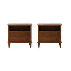 Davide 2 - Table de chevet en bois massif avec tiroir Table d'appoint de style transitionnel Lot de 2 | KARAT HOME